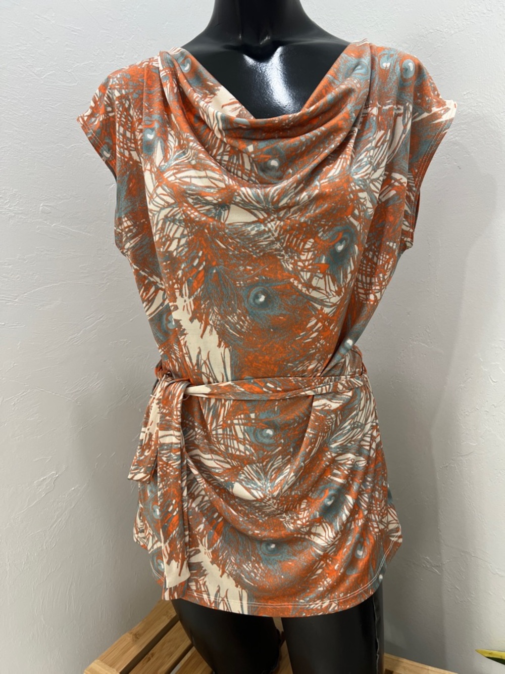 The Limited Rust & Teal Printed Blouse Woman’s XS Top
